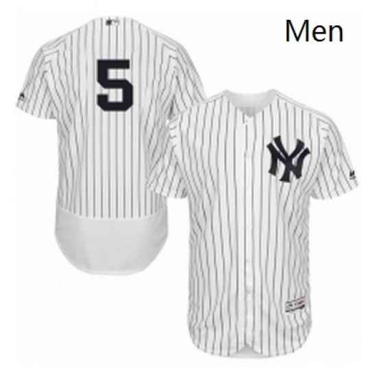 Mens Majestic New York Yankees 5 Joe DiMaggio White Home Flex Base Authentic Collection MLB Jersey